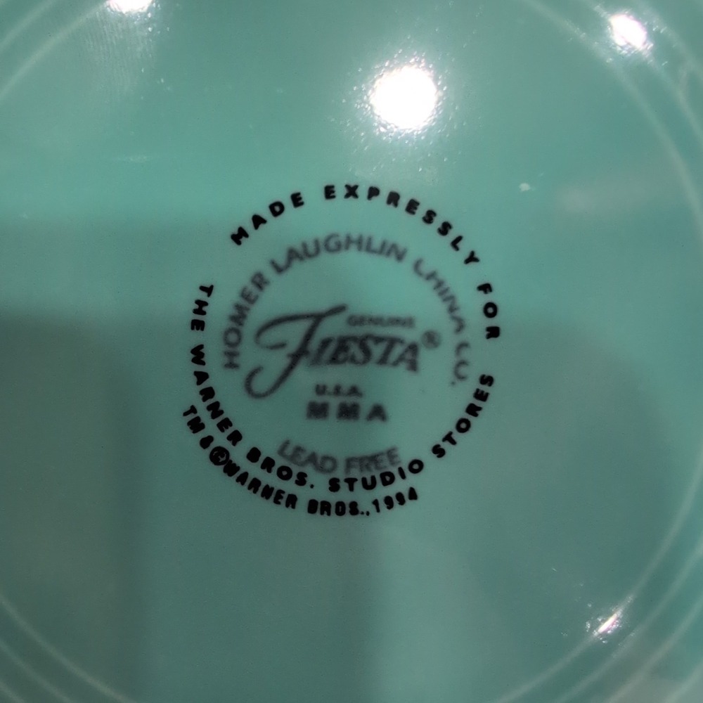 Homer Laughlin Fiesta Daffy Duck Dinner Plate Warner Bros Studio 1994 Turquoise - Picture 4 of 5